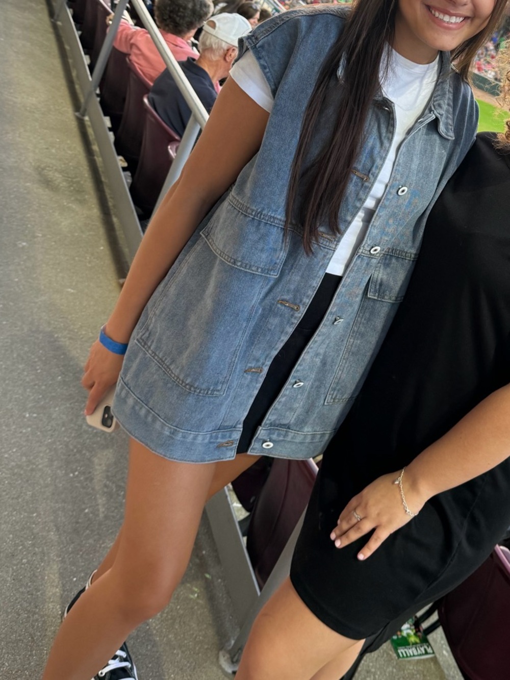 Light Wash Denim Vest - Sleeveless Button Front